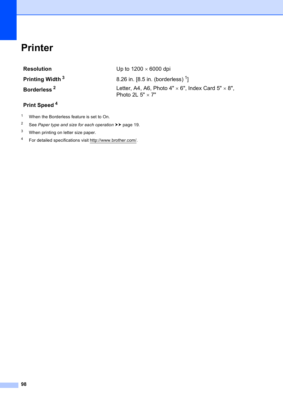 Printer | Brother Fax Machine MFC-J425W User Manual | Page 112 / 121