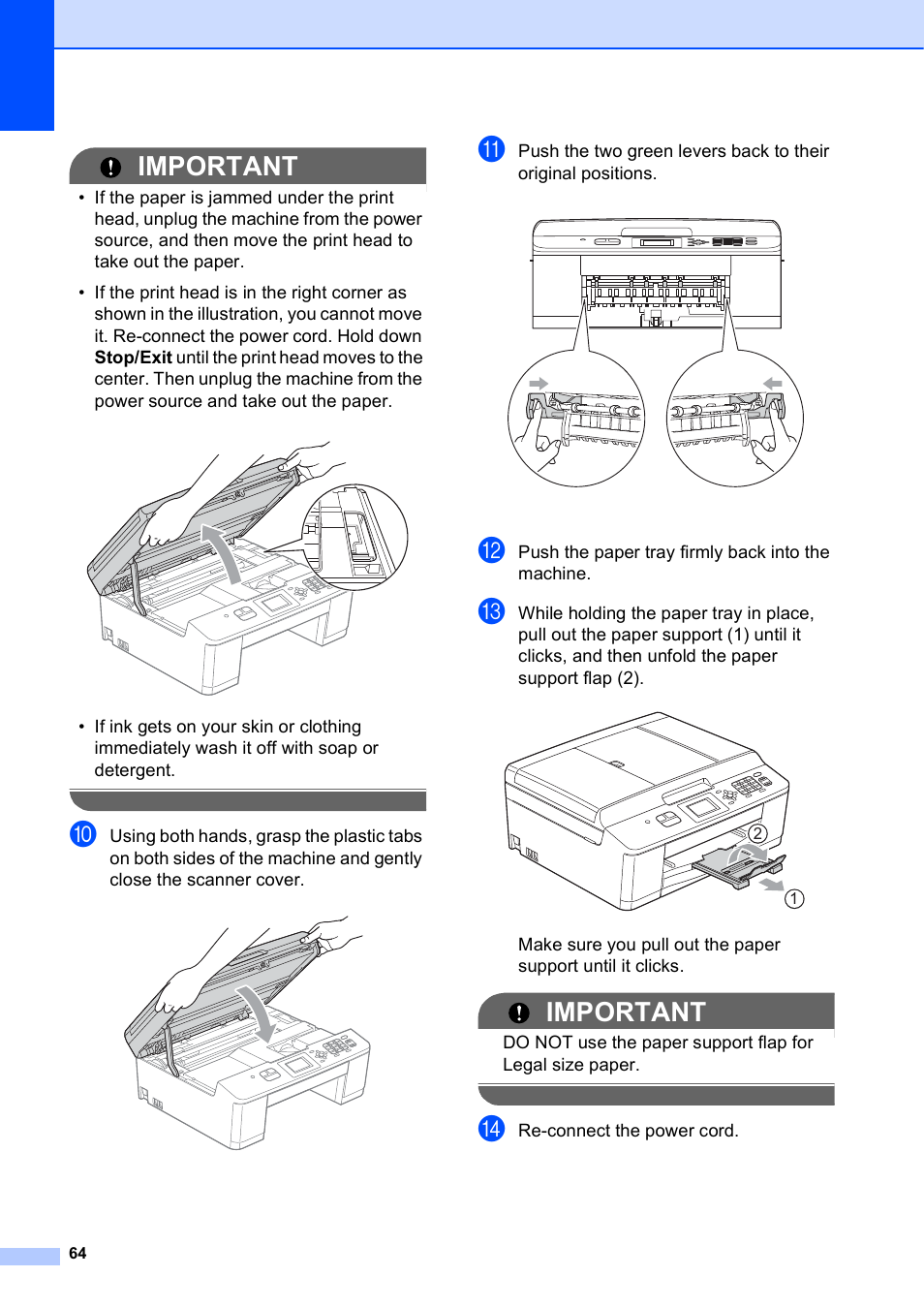 Important | Brother Fax Machine MFC-J425W User Manual | Page 78 / 121