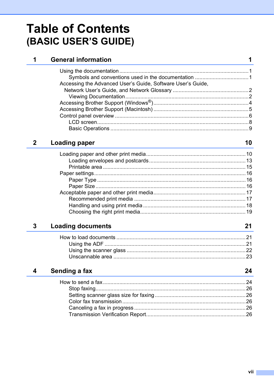 Brother Fax Machine MFC-J425W User Manual | Page 9 / 121