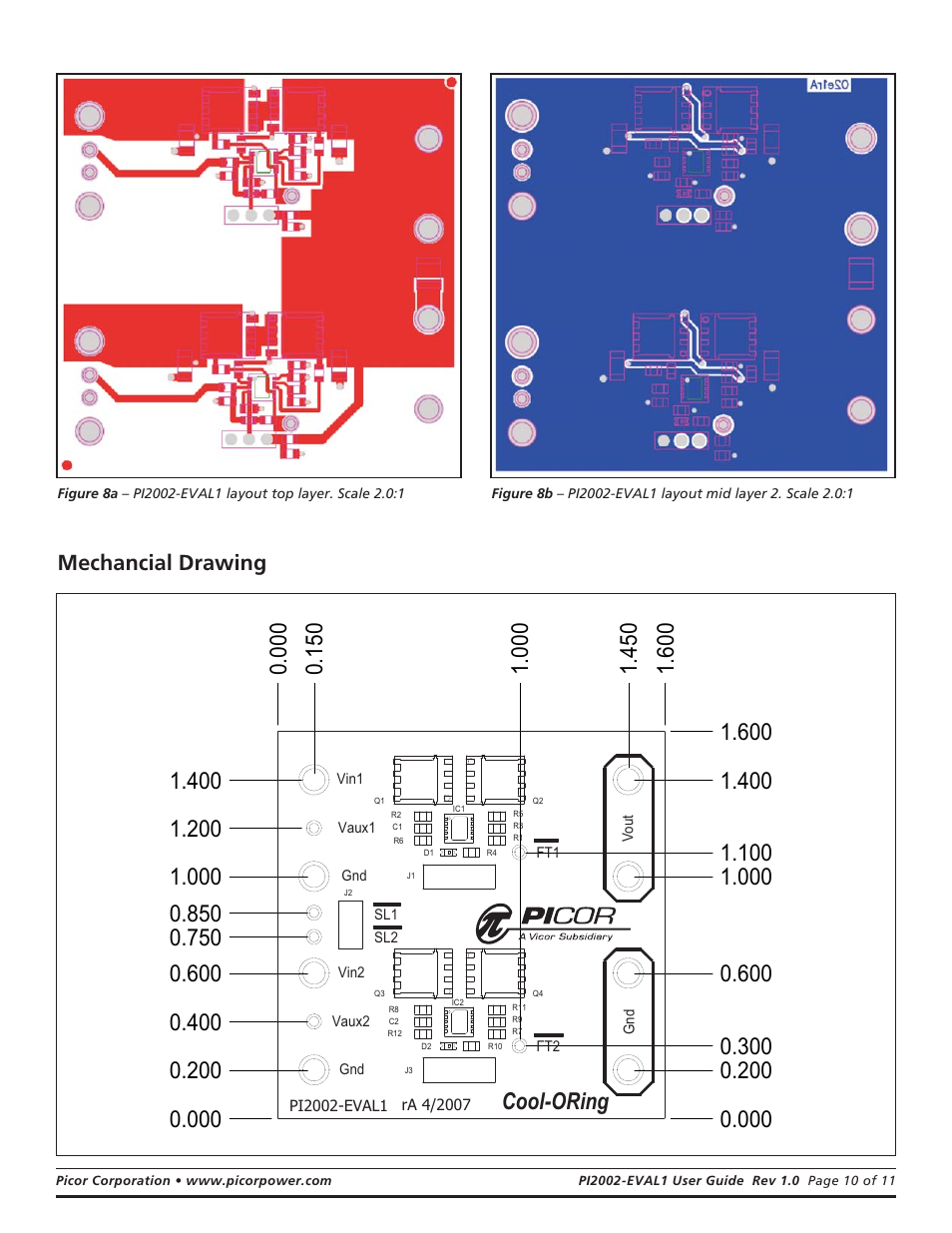Cool-oring, Mechancial drawing | Vicor PI2002-EVAL1 Active ORing With Load Disconnect Evaluation Board User Manual | Page 10 / 11