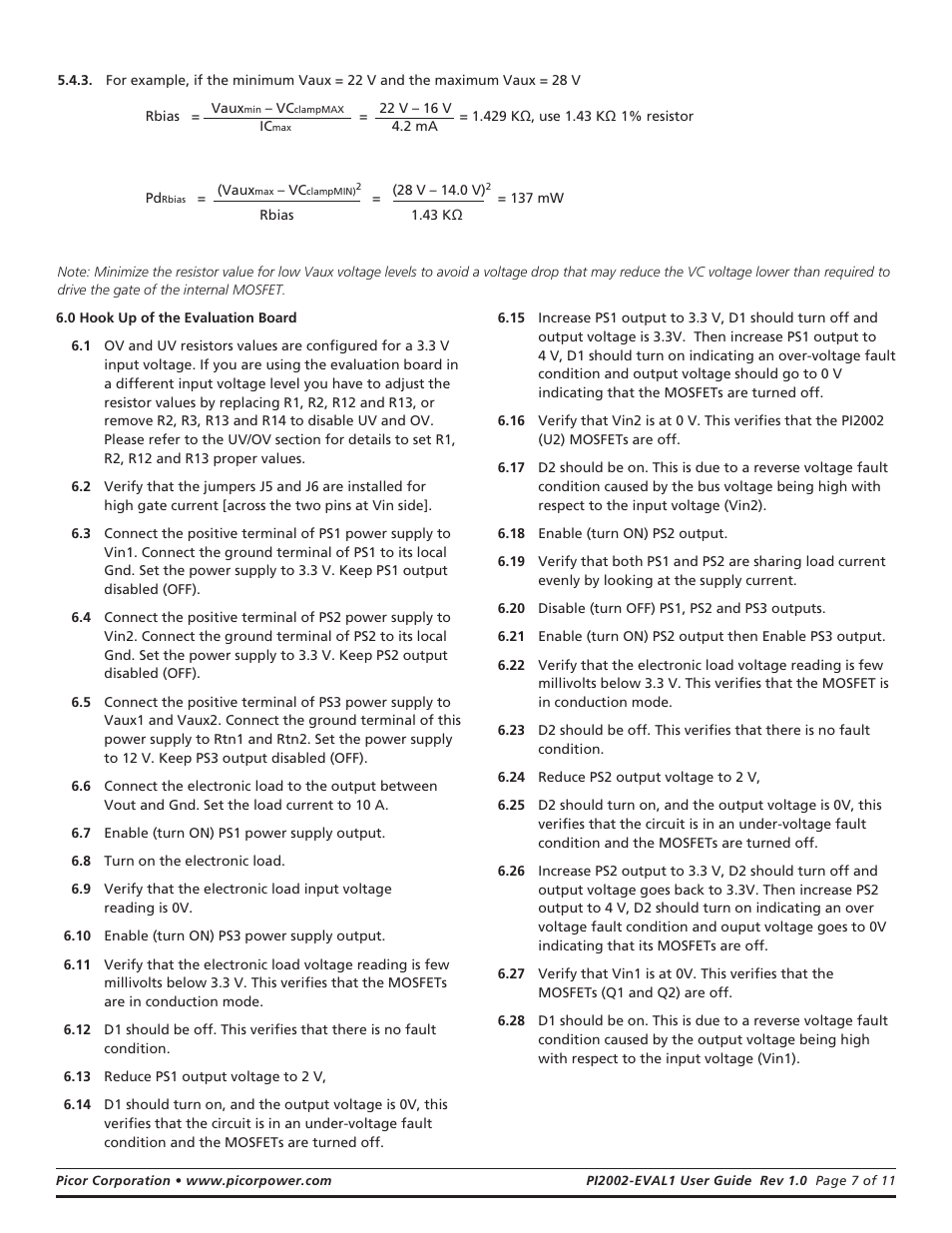 Vicor PI2002-EVAL1 Active ORing With Load Disconnect Evaluation Board User Manual | Page 7 / 11