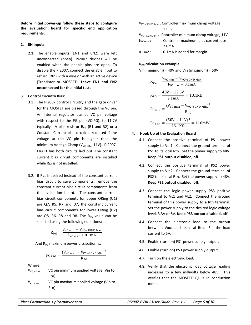 Vicor PI2007-EVAL1 48V Bus High Side Active ORing Evaluation Board User Manual | Page 6 / 10