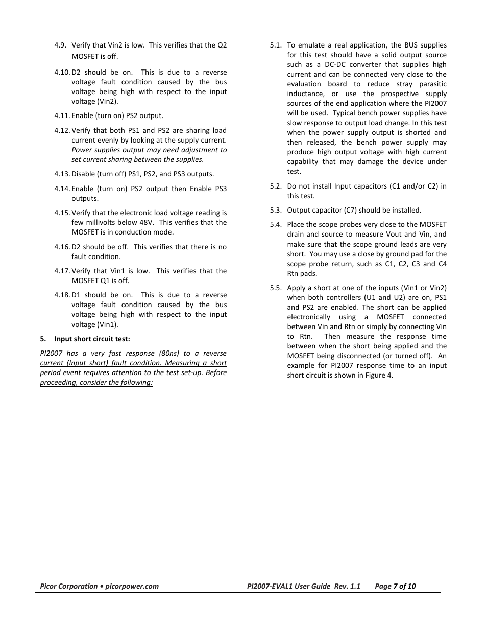 Vicor PI2007-EVAL1 48V Bus High Side Active ORing Evaluation Board User Manual | Page 7 / 10