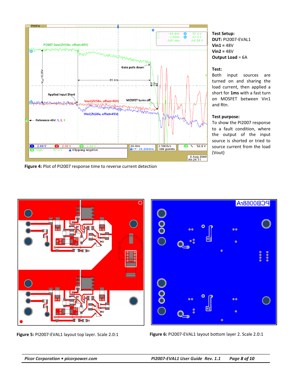 Pcb layout | Vicor PI2007-EVAL1 48V Bus High Side Active ORing Evaluation Board User Manual | Page 8 / 10