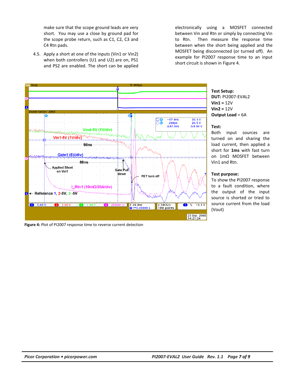 Vicor PI2007-EVAL2 12V/15A High Side Active ORing Evaluation Board User Manual | Page 7 / 9