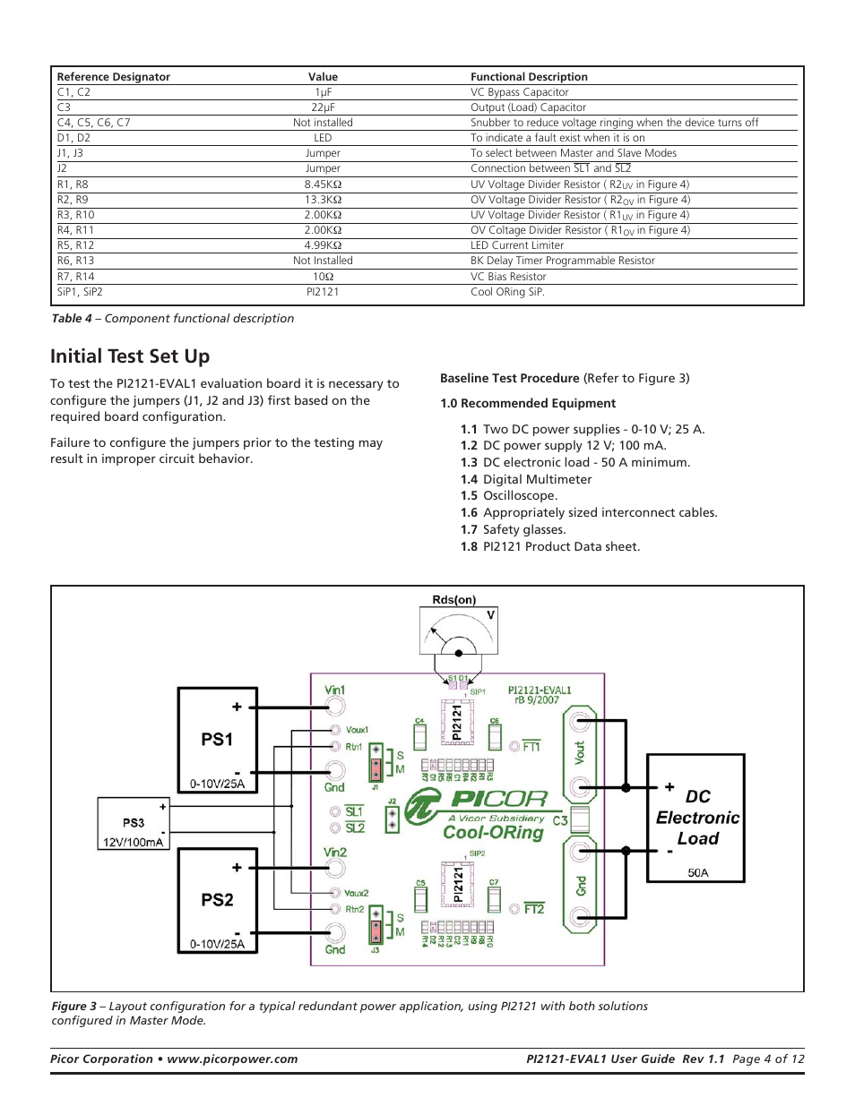 Initial test set up | Vicor PI2121-EVAL1 Full-Function Active ORing Evaluation Board User Manual | Page 4 / 12