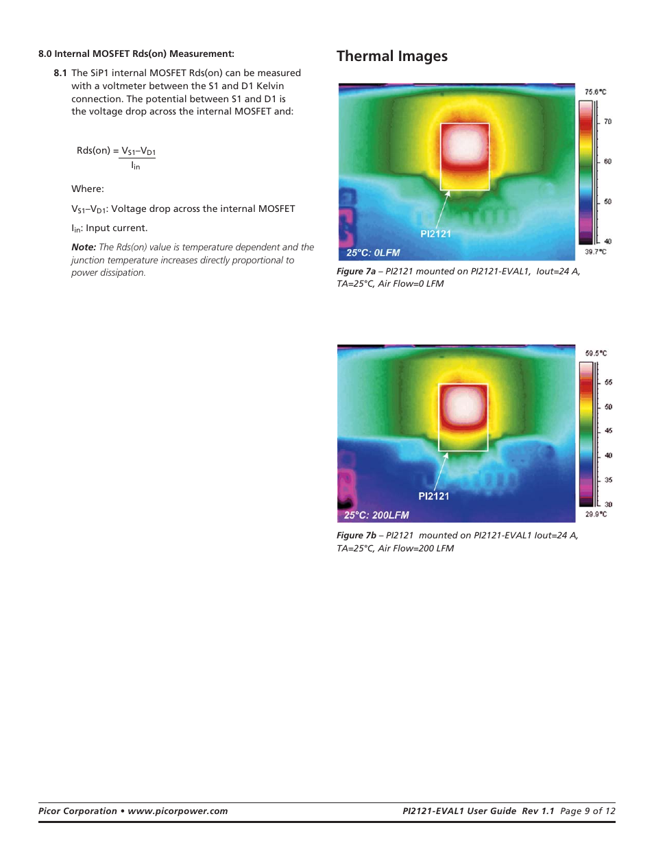 Thermal images | Vicor PI2121-EVAL1 Full-Function Active ORing Evaluation Board User Manual | Page 9 / 12