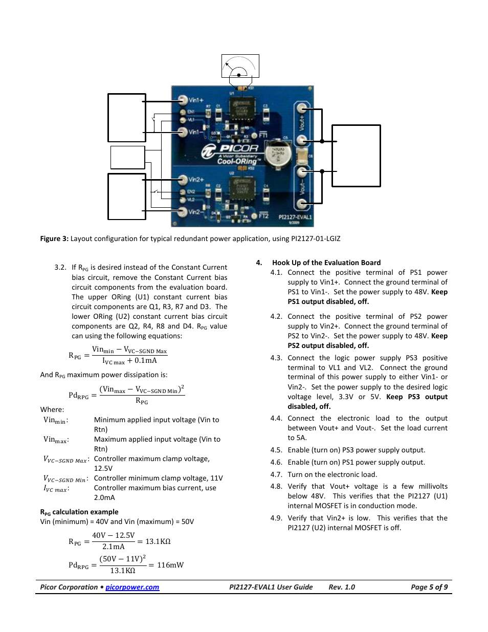 Vicor PI2127-EVAL1 60V/12A Full-Function High Side Active ORing Evaluation Board User Manual | Page 5 / 9
