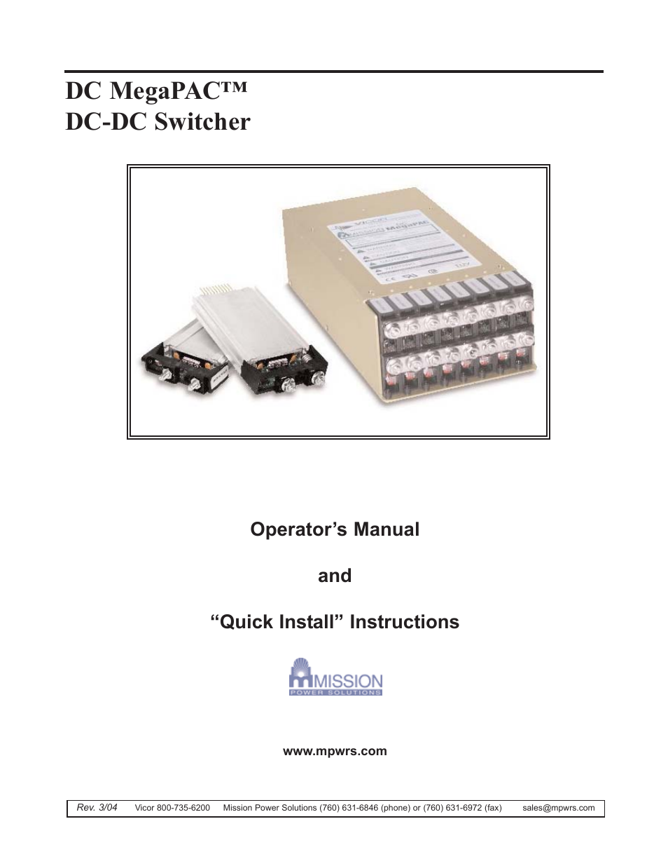 Vicor DC MegaPAC DC-DC Switcher User Manual | 18 pages