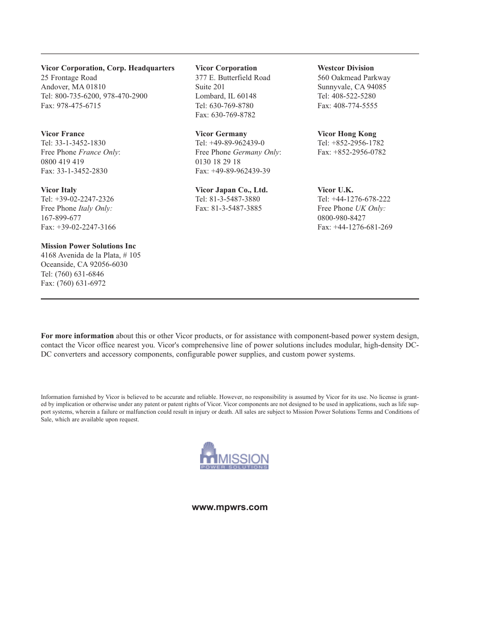 Vicor DC MegaPAC DC-DC Switcher User Manual | Page 18 / 18