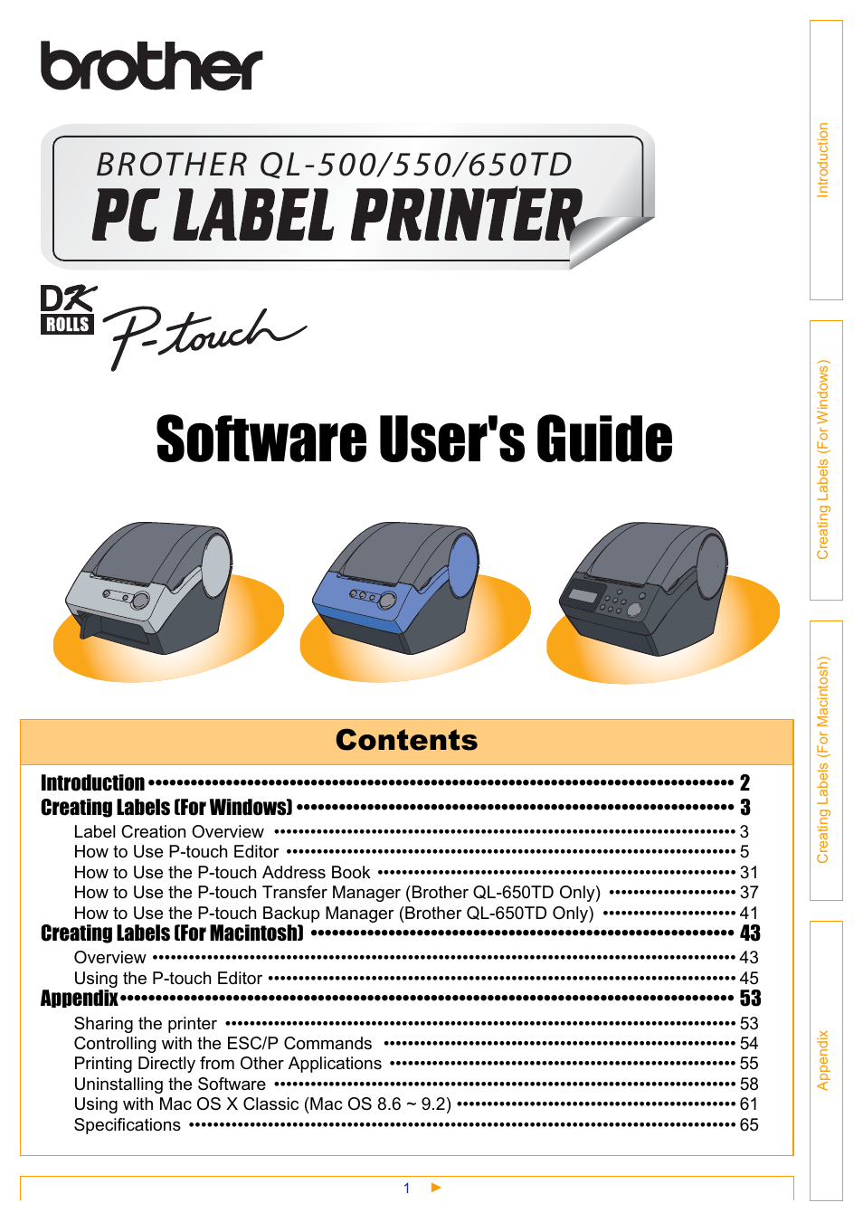 Brother QL-650TD User Manual | 65 pages