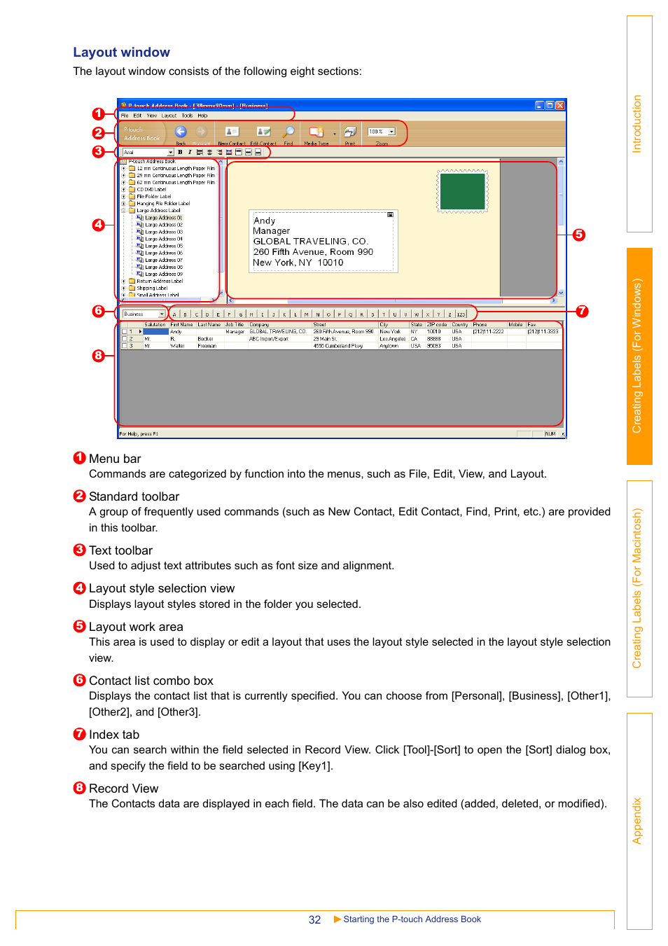 Layout window | Brother QL-650TD User Manual | Page 32 / 65