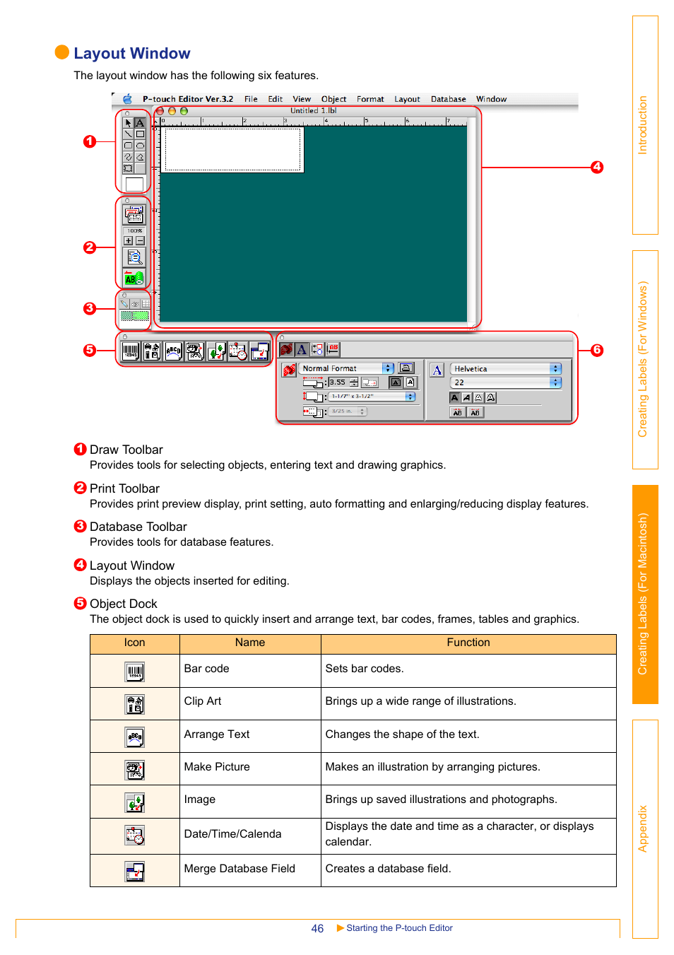 Layout window | Brother QL-650TD User Manual | Page 46 / 65