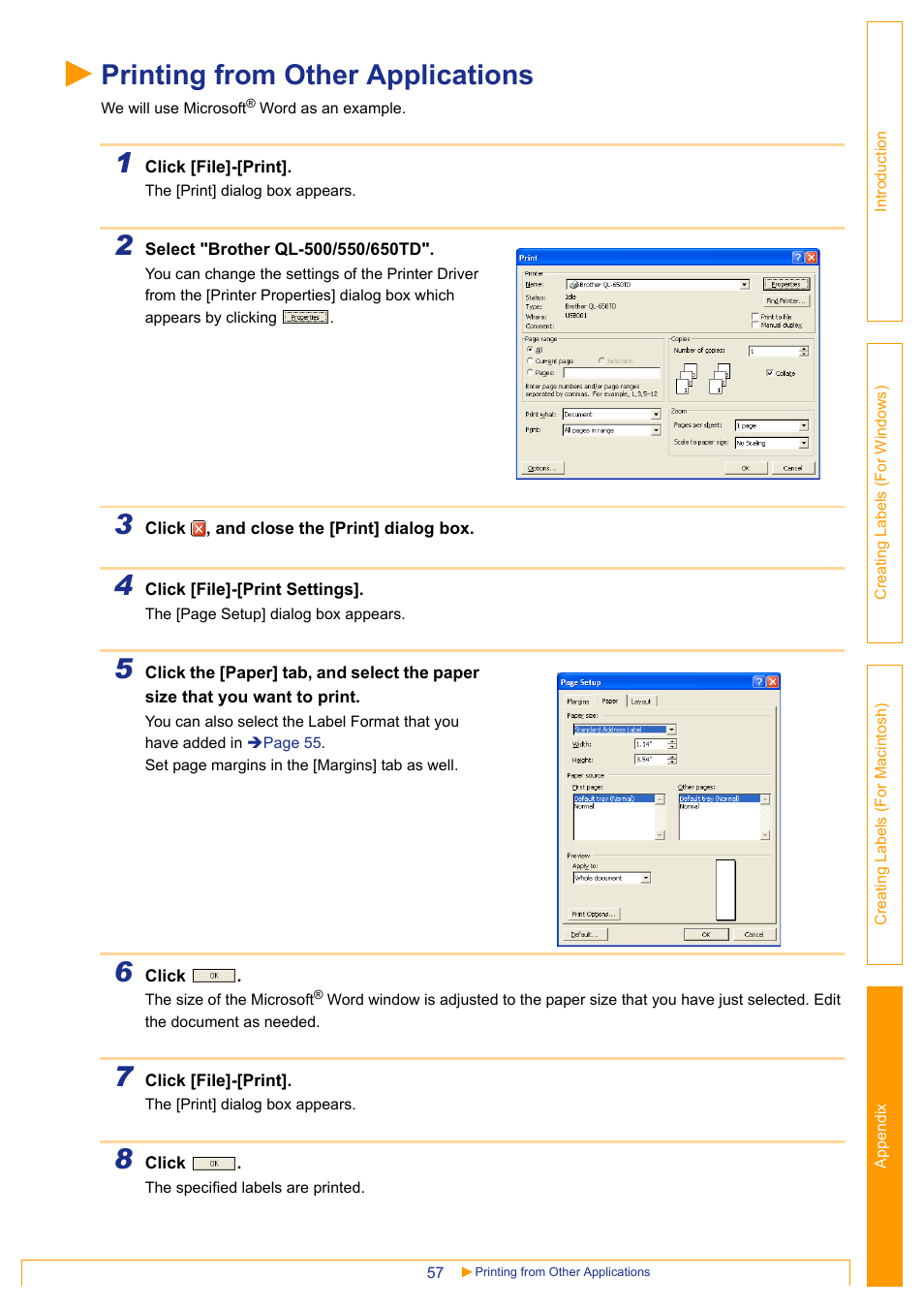 Printing from other applications | Brother QL-650TD User Manual | Page 57 / 65