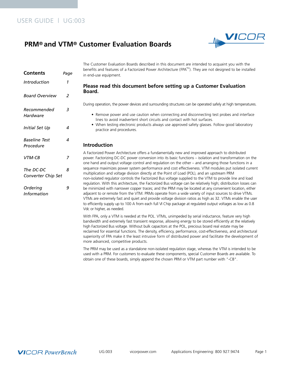 Vicor VTM Customer Evaluation Boards User Manual | 9 pages