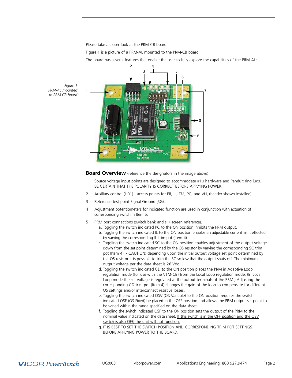 Board overview | Vicor VTM Customer Evaluation Boards User Manual | Page 2 / 9