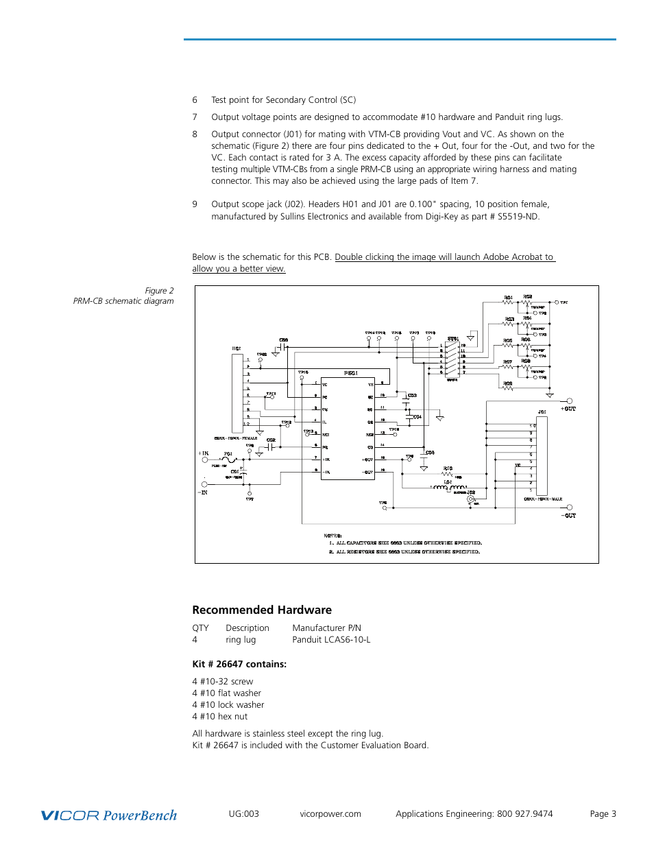 Recommended hardware | Vicor VTM Customer Evaluation Boards User Manual | Page 3 / 9