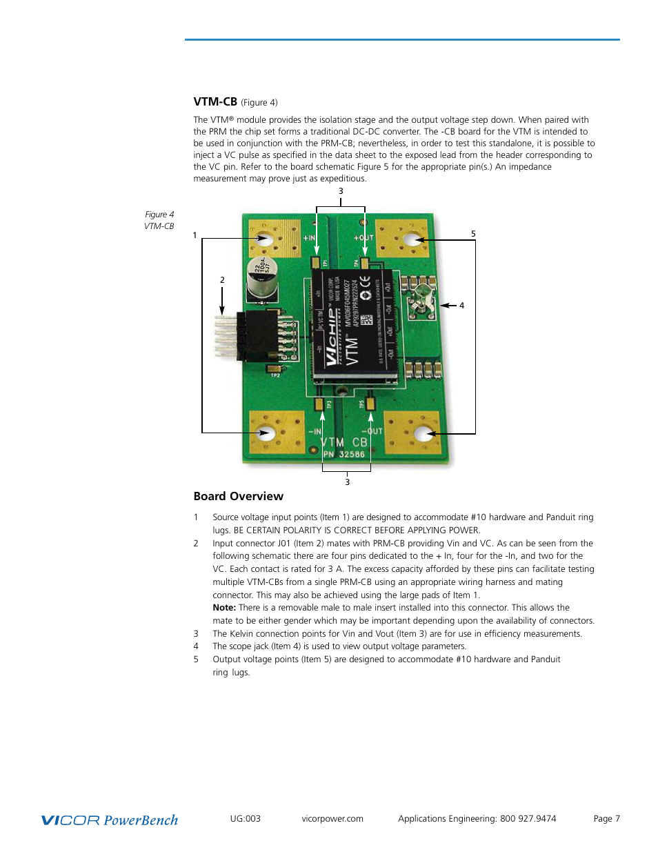 Vtm-cb, Board overview | Vicor VTM Customer Evaluation Boards User Manual | Page 7 / 9