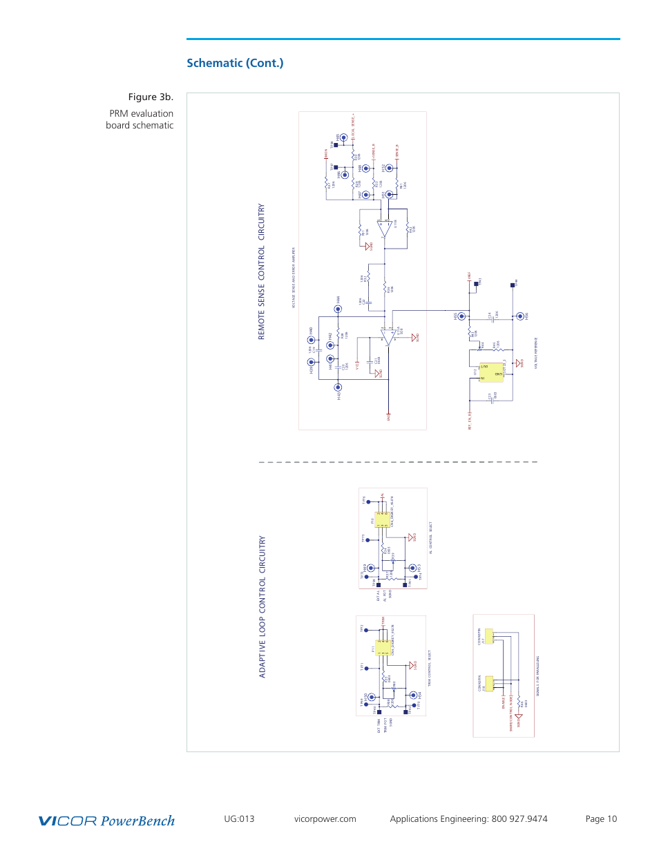 Schematic (cont.), Figure 3b. prm evaluation board schematic, Ad ap ti ve loop co nt ro l ci rc ui tr y | Re mo te se ns e co ntro l ci rc ui tr y | Vicor VI Chip PRM Evaluation Board User Manual | Page 10 / 27