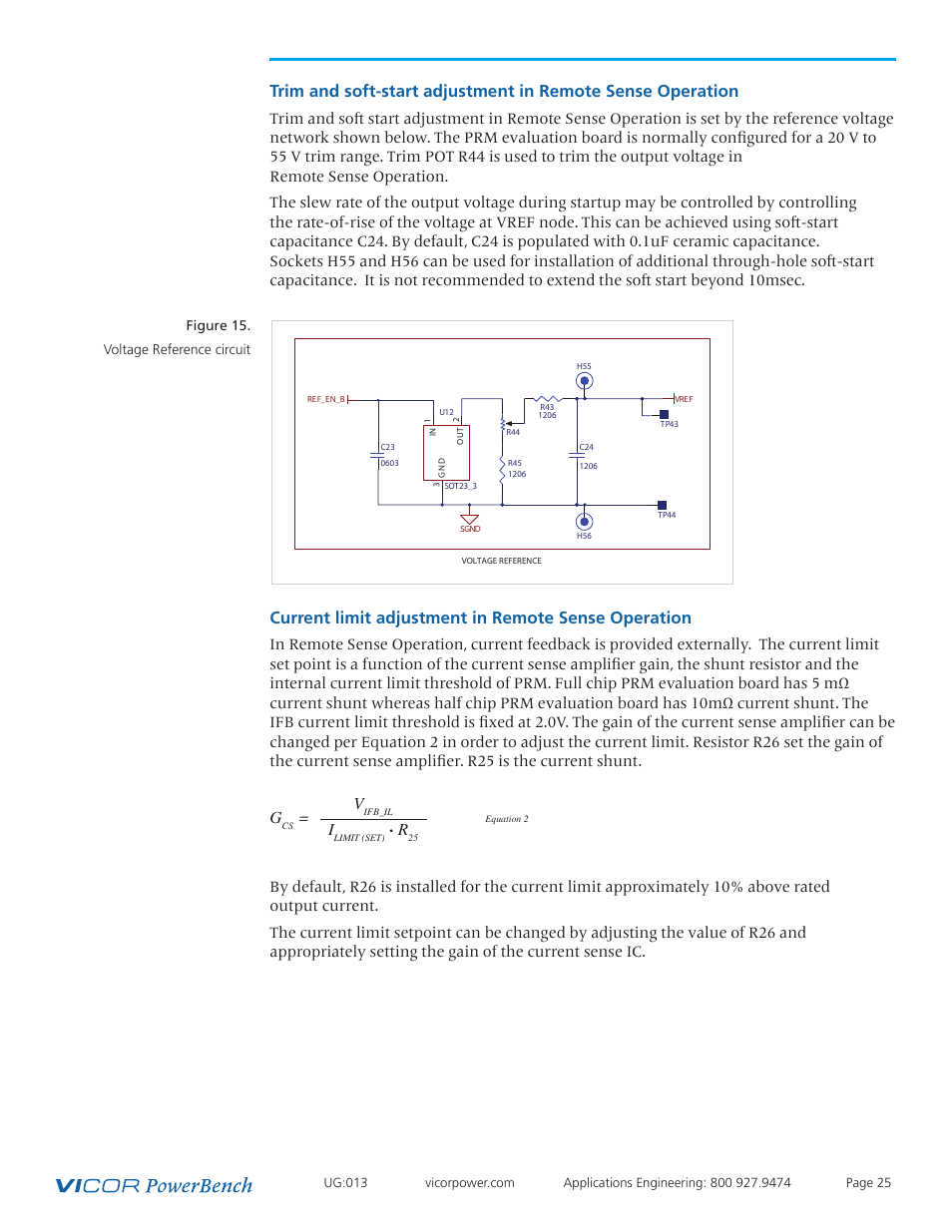 Current limit, Adjustment, Current limit adjustment in remote sense operation | Vicor VI Chip PRM Evaluation Board User Manual | Page 25 / 27