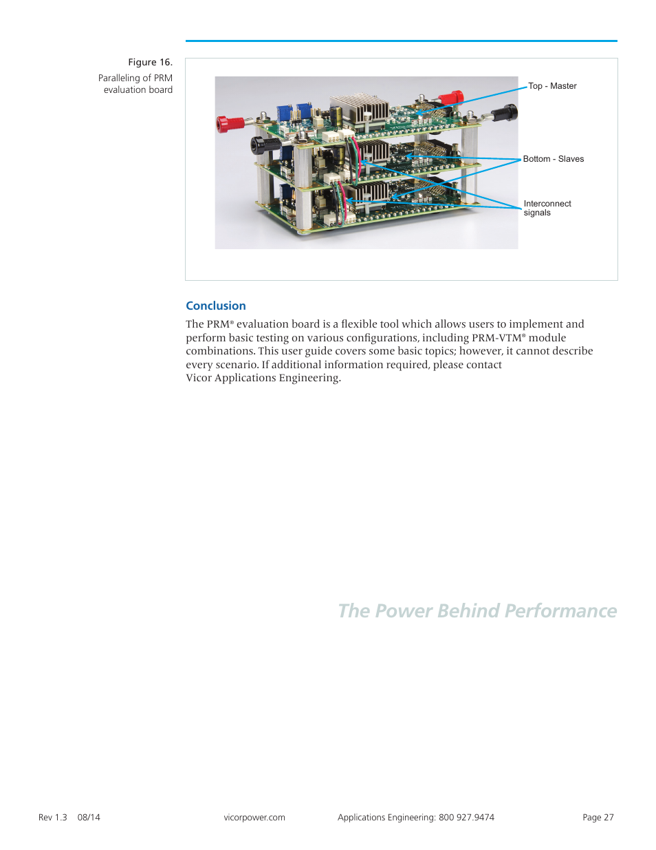 Conclusion 27, The power behind performance | Vicor VI Chip PRM Evaluation Board User Manual | Page 27 / 27