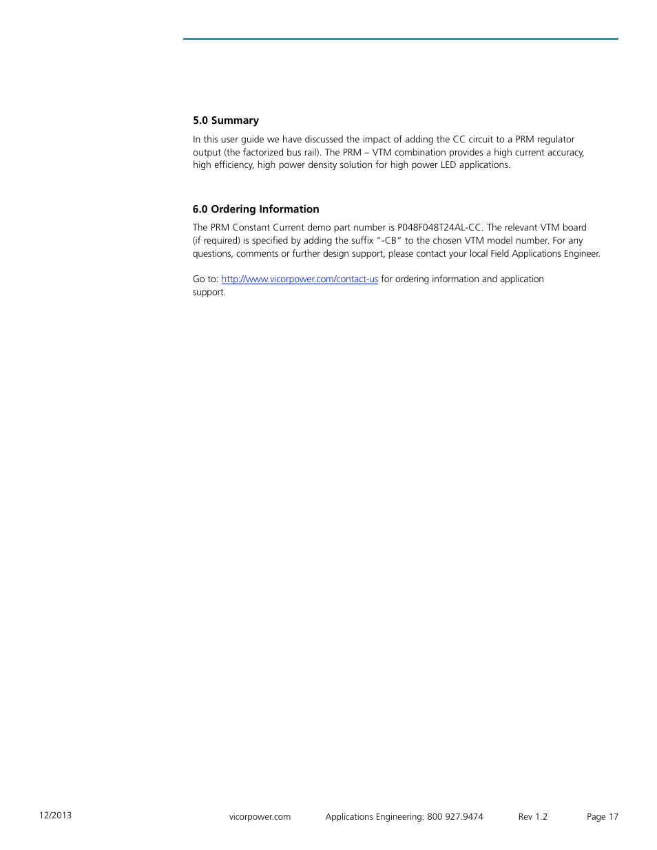 Vicor Constant Current (CC) Demonstration Board User Manual | Page 17 / 17