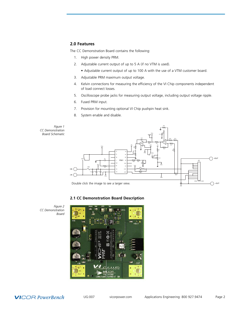 0 features, 1 cc demonstration board description, Figure 1 cc demonstration board schematic | Vicor Constant Current (CC) Demonstration Board User Manual | Page 2 / 17