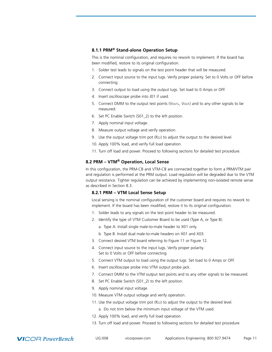 Vicor Half-chip PRM-RS Customer Board User Manual | Page 11 / 19