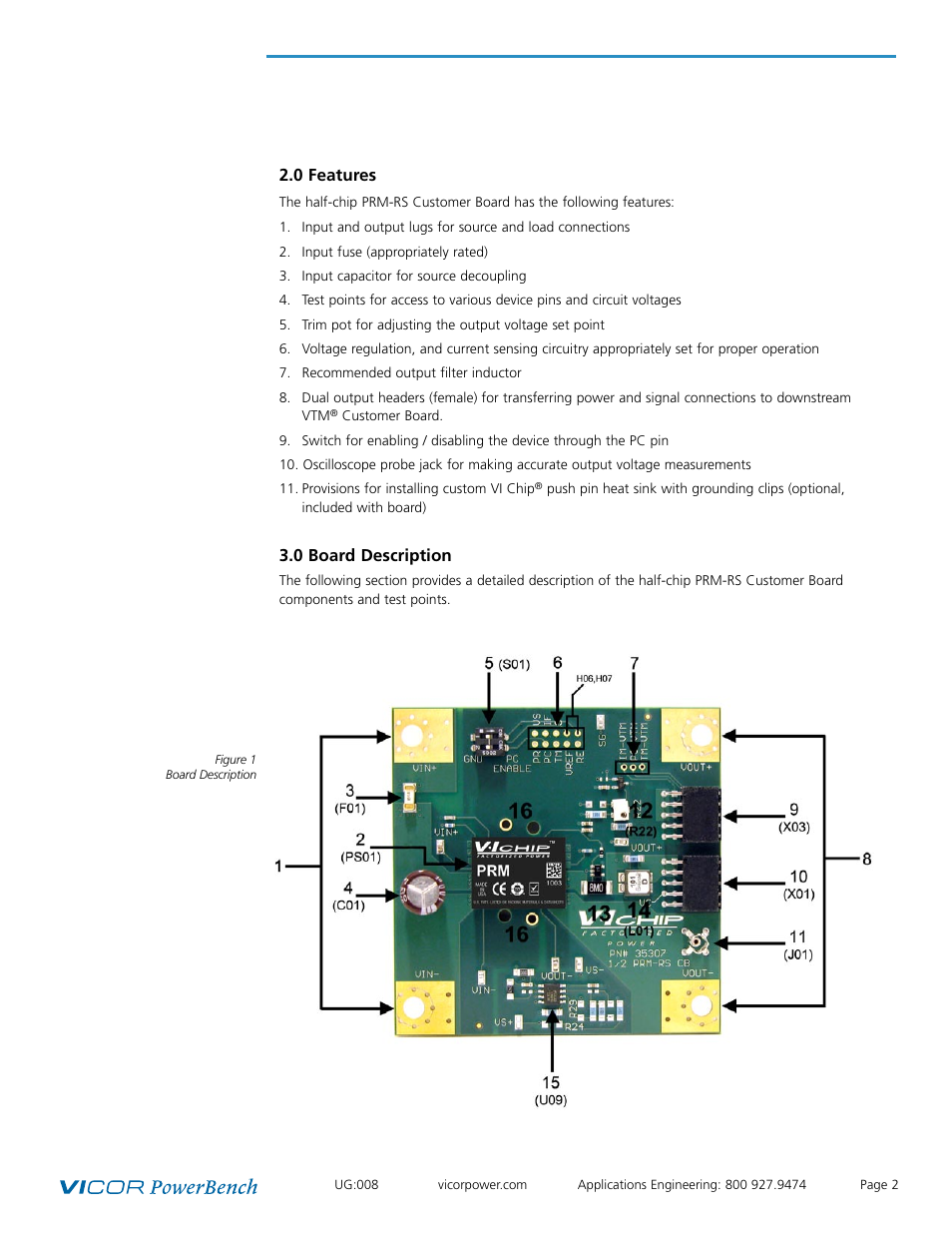 Vicor Half-chip PRM-RS Customer Board User Manual | Page 2 / 19