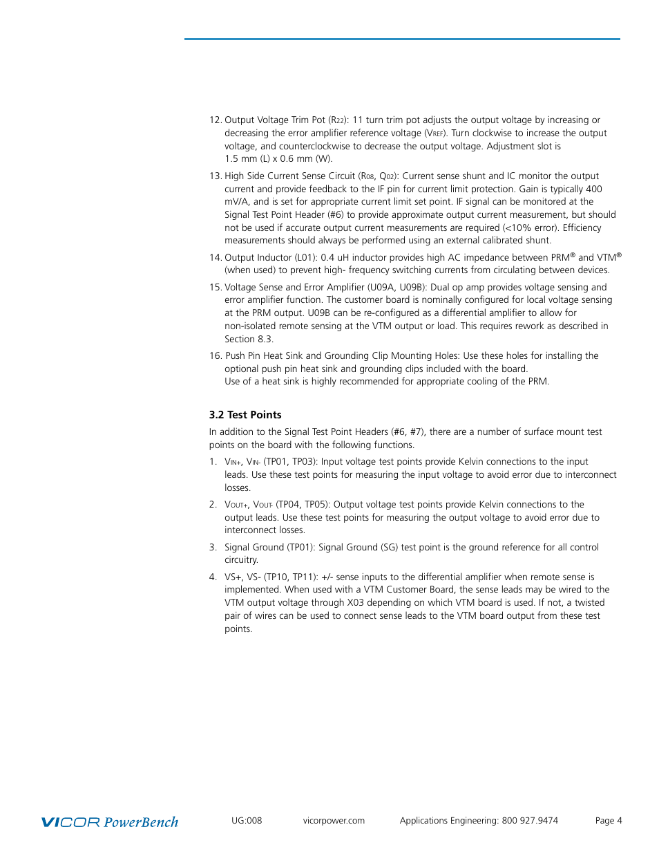 Vicor Half-chip PRM-RS Customer Board User Manual | Page 4 / 19