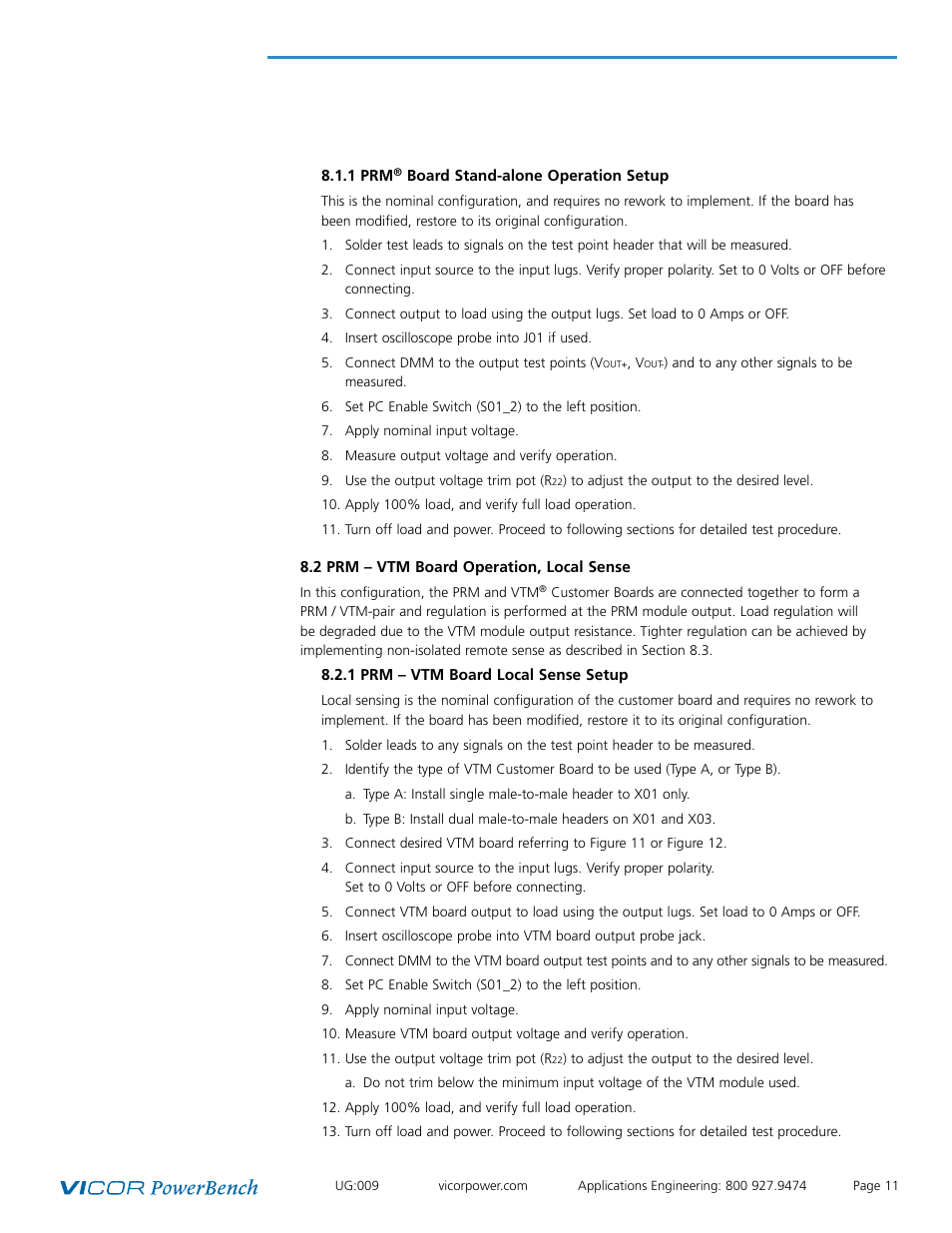 Vicor Full-chip PRM-RS Customer Board User Manual | Page 11 / 19