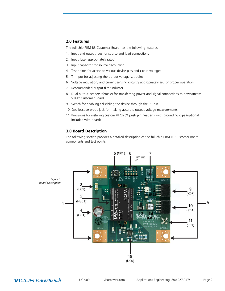 Vicor Full-chip PRM-RS Customer Board User Manual | Page 2 / 19