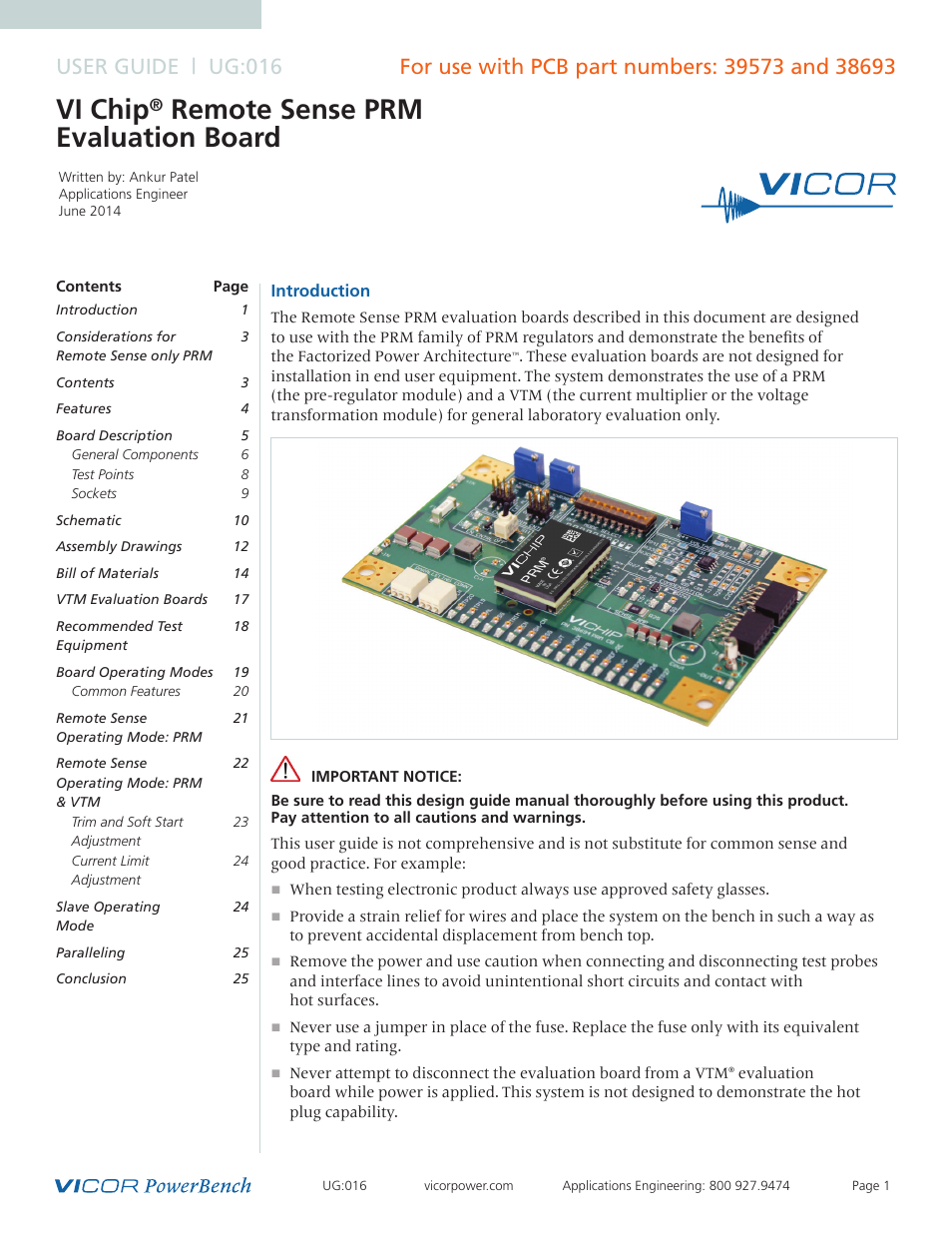 Vicor VI Chip Remote Sense PRM Evaluation Board User Manual | 25 pages