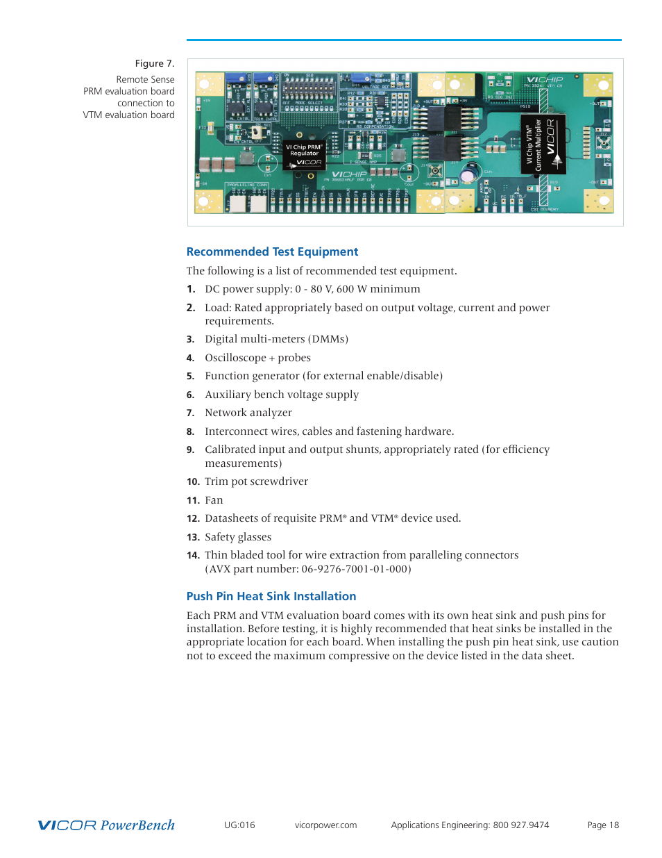 Recommended test, Equipment | Vicor VI Chip Remote Sense PRM Evaluation Board User Manual | Page 18 / 25