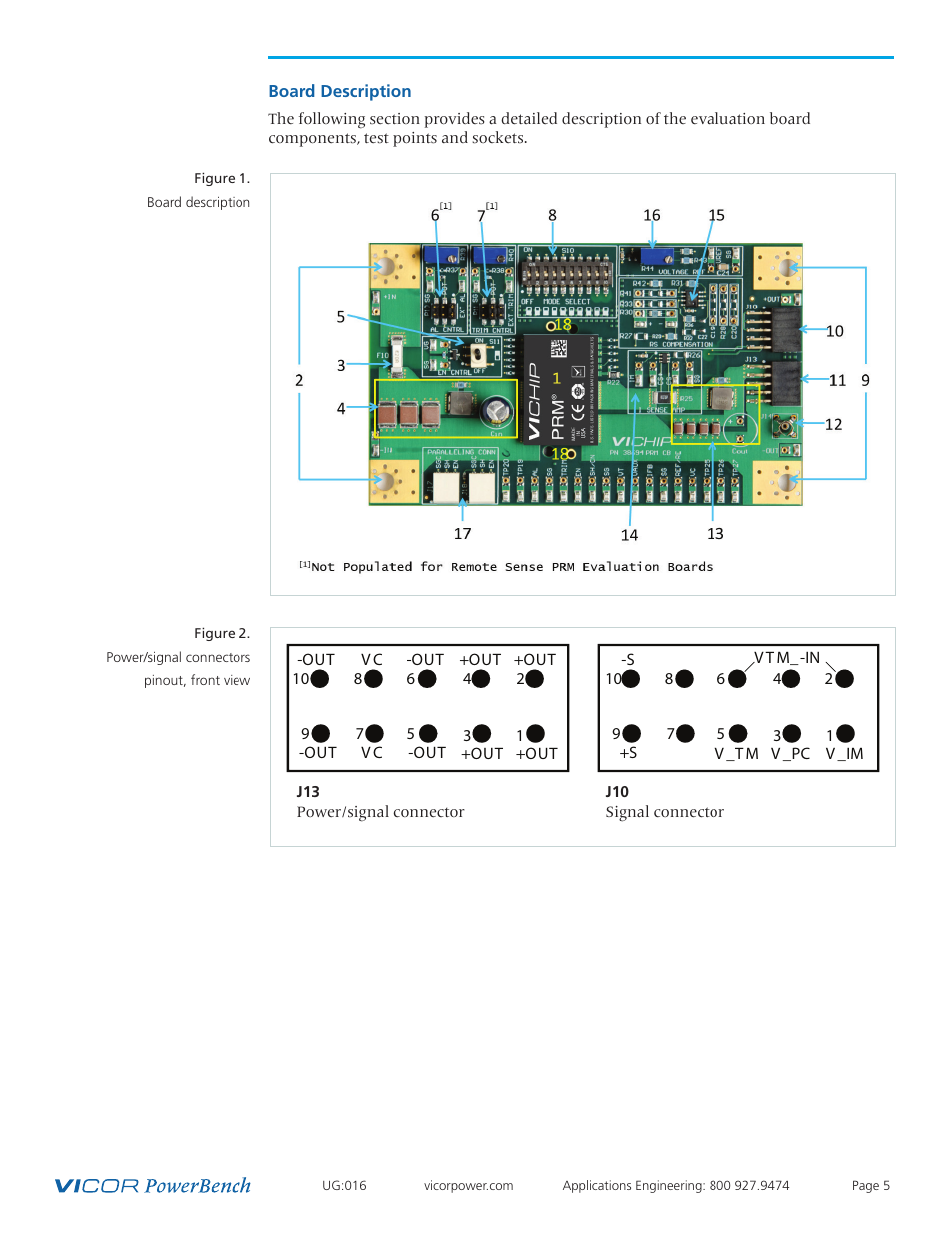 Board description | Vicor VI Chip Remote Sense PRM Evaluation Board User Manual | Page 5 / 25