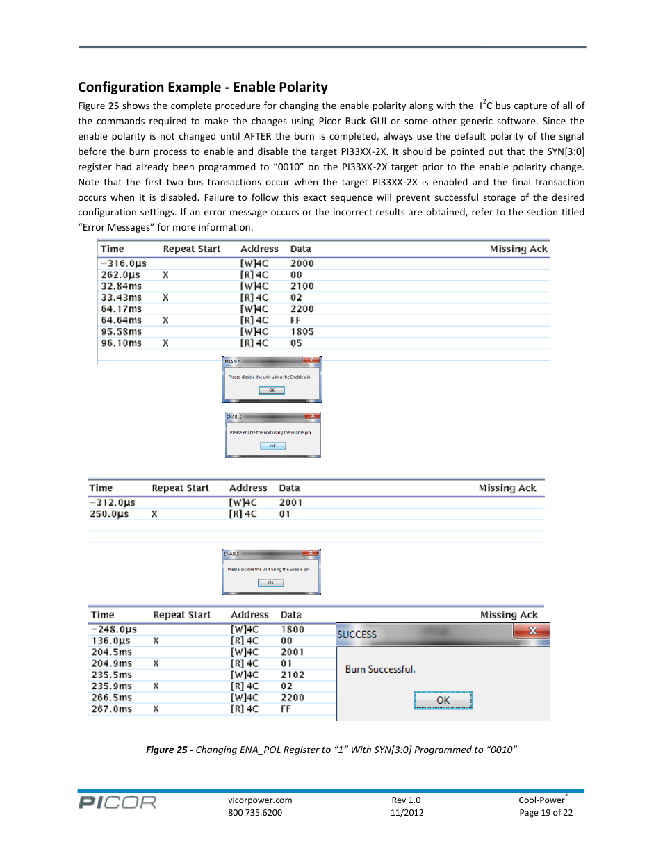 Pi33xx-2x i, C digital interface guide, Configuration example - enable polarity | Vicor PI33XX-2X I2C Digital Interface Guide User Manual | Page 19 / 22