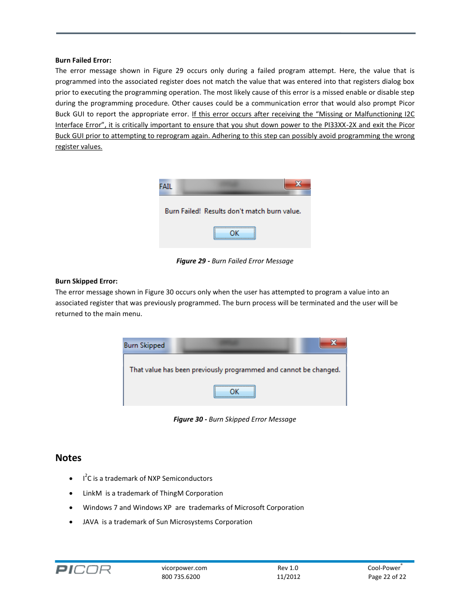 Pi33xx-2x i, C digital interface guide | Vicor PI33XX-2X I2C Digital Interface Guide User Manual | Page 22 / 22