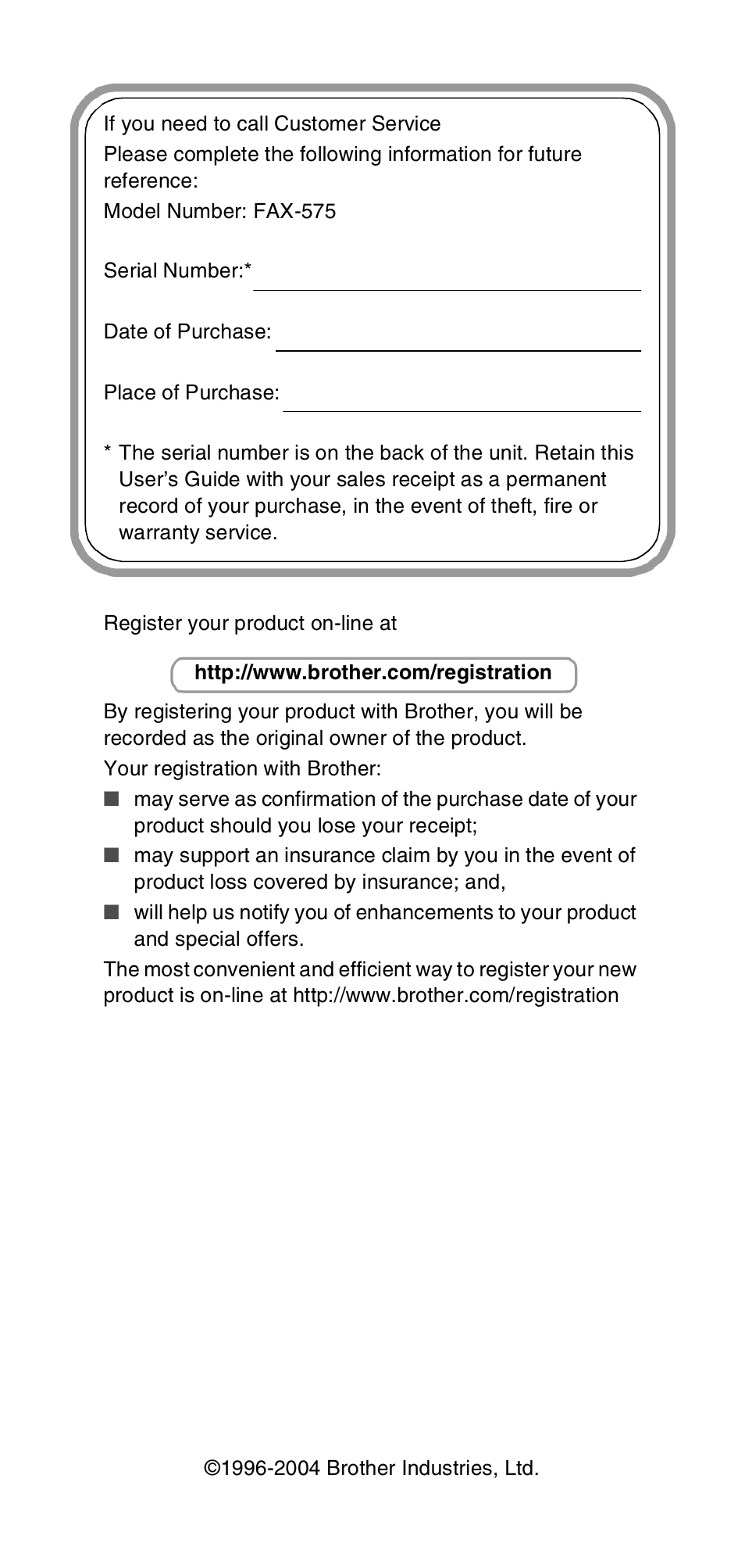 Brother FAX-575 User Manual | Page 2 / 114