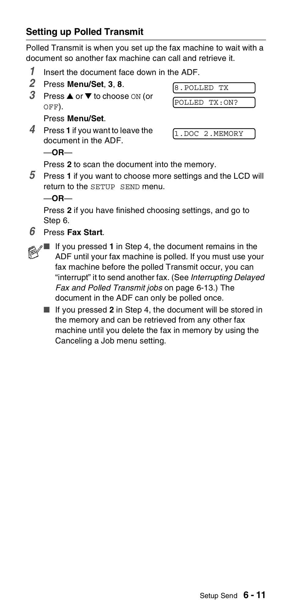 Setting up polled transmit, Setting up polled transmit -11 | Brother FAX-575 User Manual | Page 67 / 114