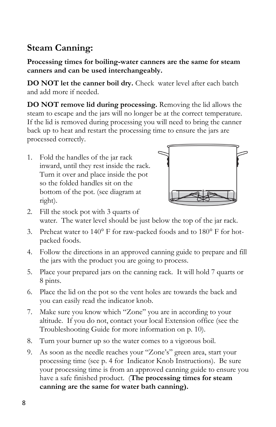 Steam canning | Victorio VKP1145 Aluminum Canner User Manual | Page 10 / 20