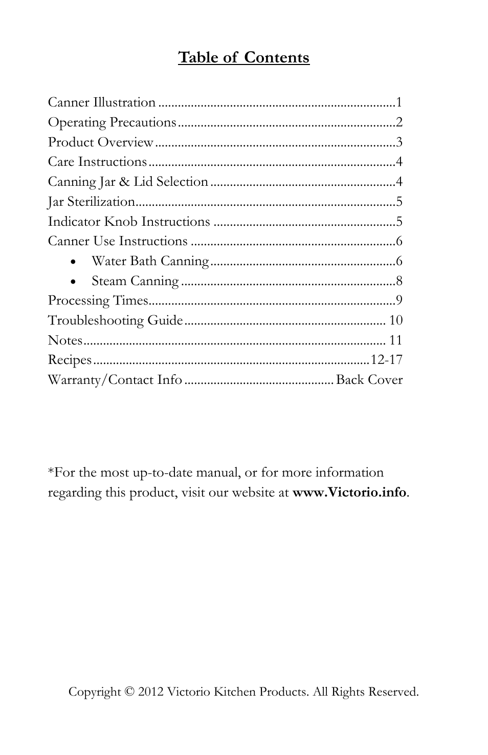 Victorio VKP1145 Aluminum Canner User Manual | Page 2 / 20