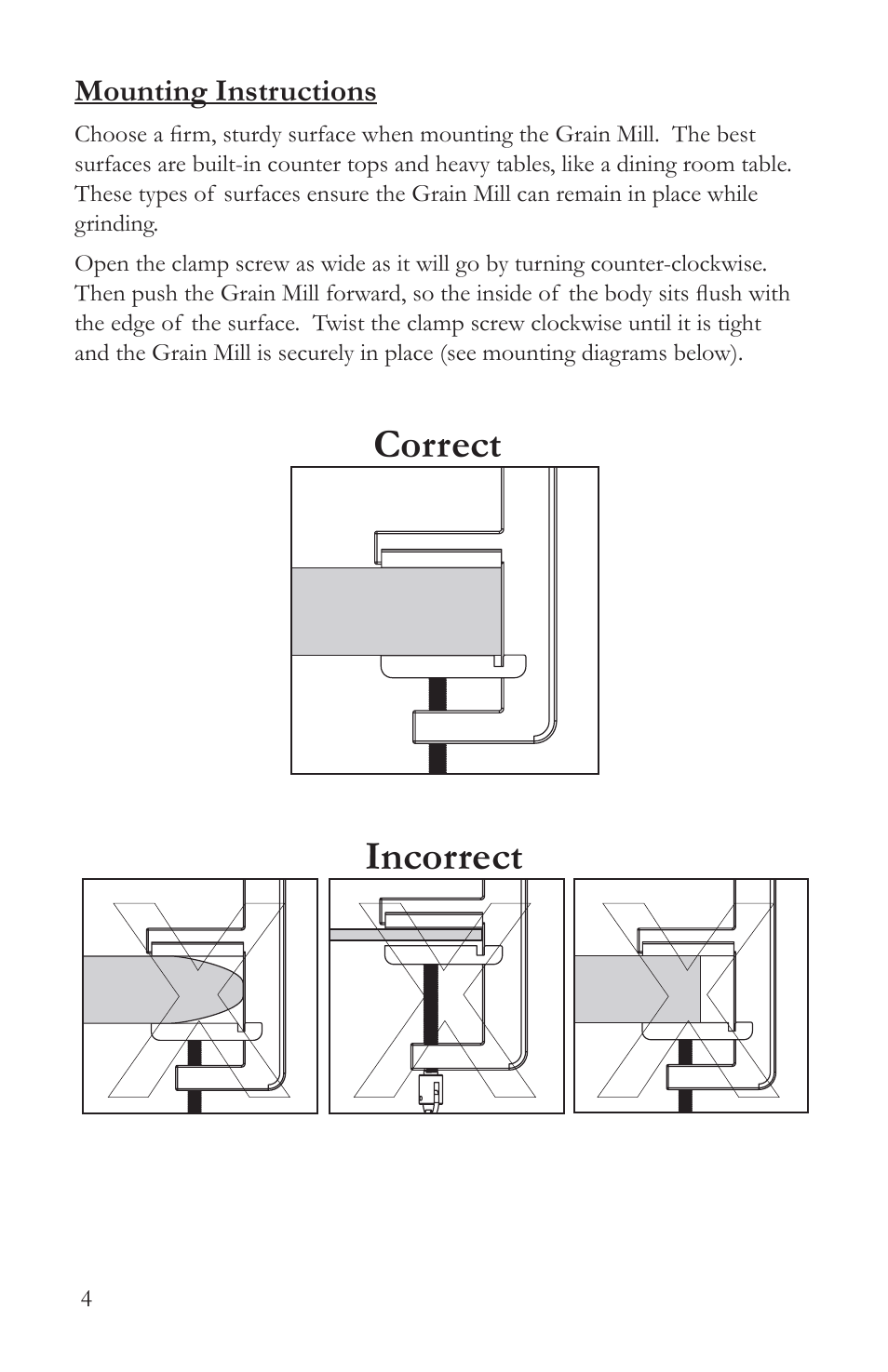 Correct incorrect | Victorio VKP1024A Deluxe Grain Mill User Manual | Page 6 / 20