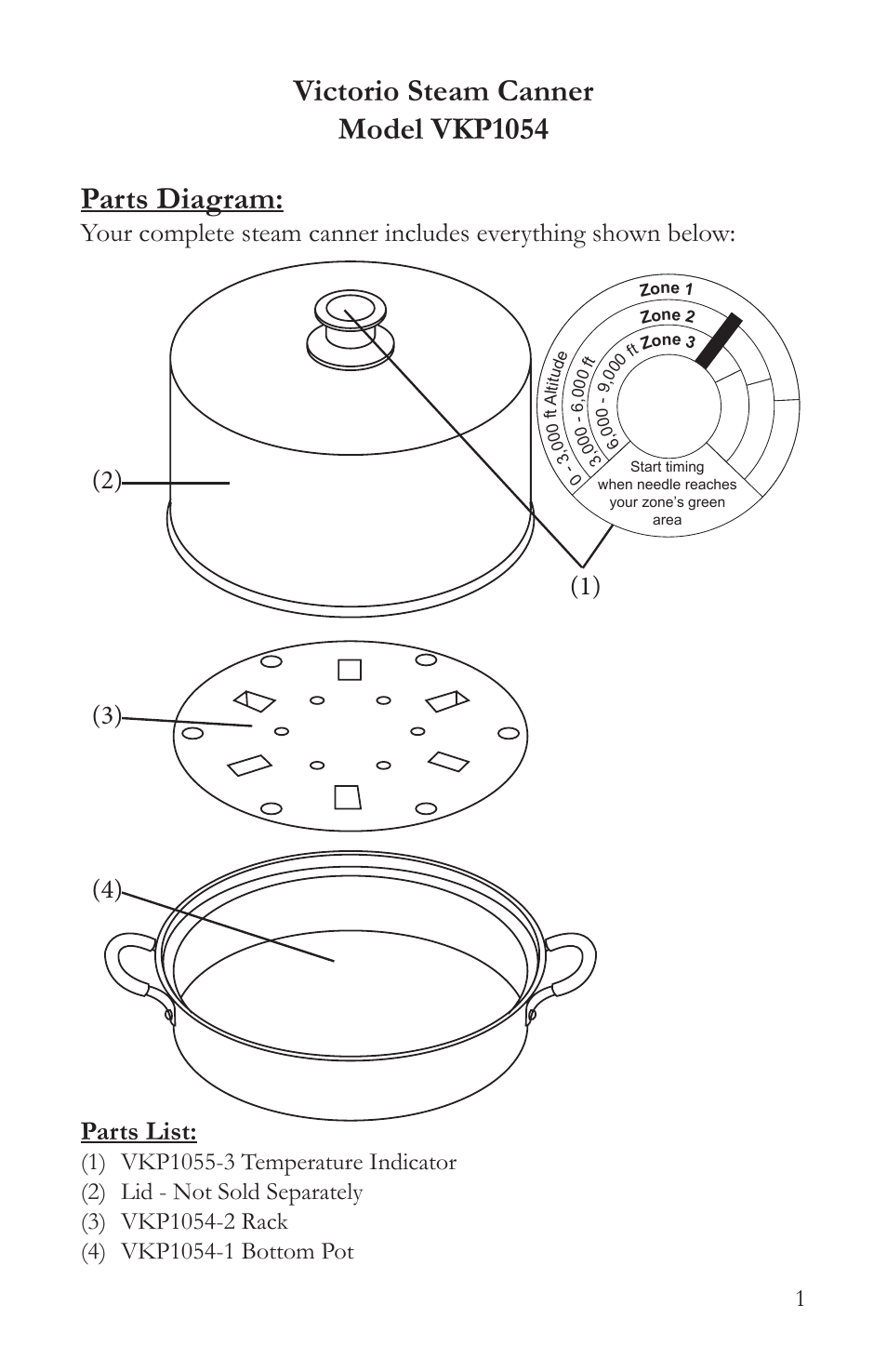 Victorio steam canner model vkp1054 parts diagram | Victorio VKP1054 Steam Canner User Manual | Page 3 / 16