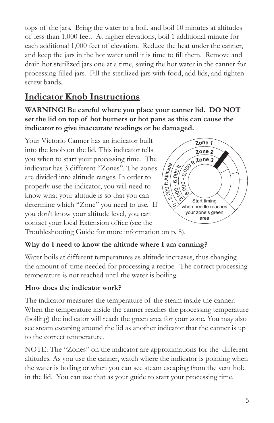 Indicator knob instructions | Victorio VKP1054 Steam Canner User Manual | Page 7 / 16
