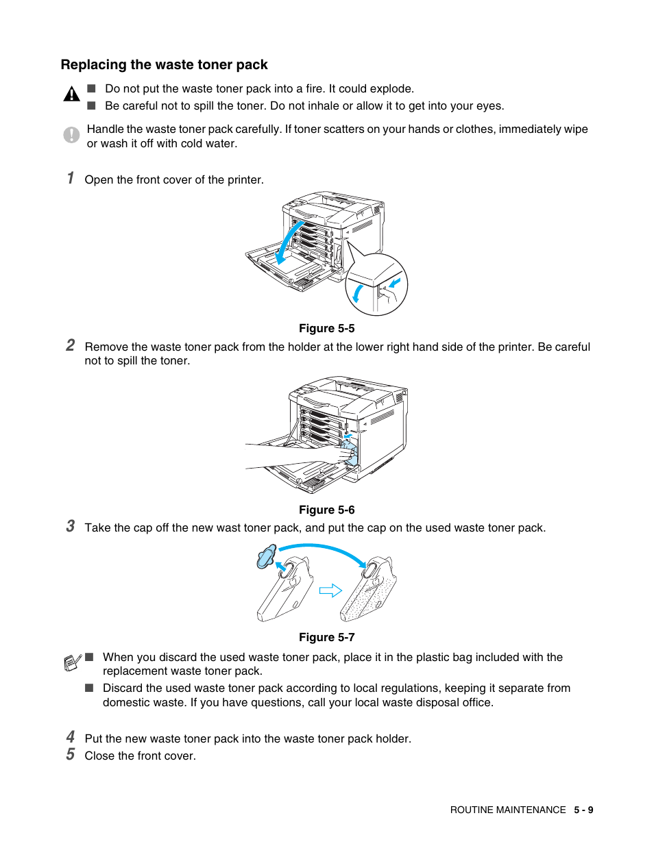 Replacing the waste toner pack, Replacing the waste toner pack -9 | Brother HL 2700CN User Manual | Page 114 / 162