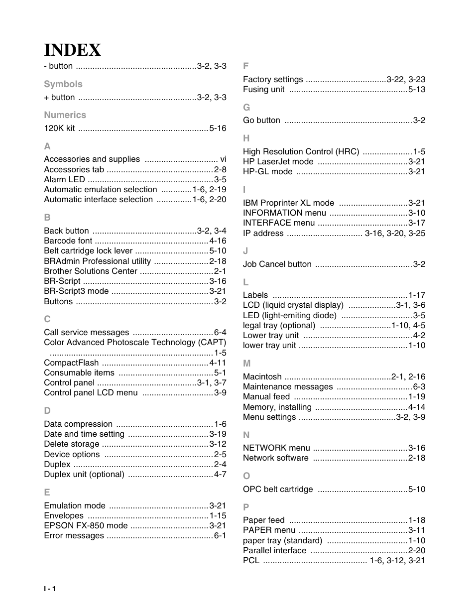 Index | Brother HL 2700CN User Manual | Page 161 / 162