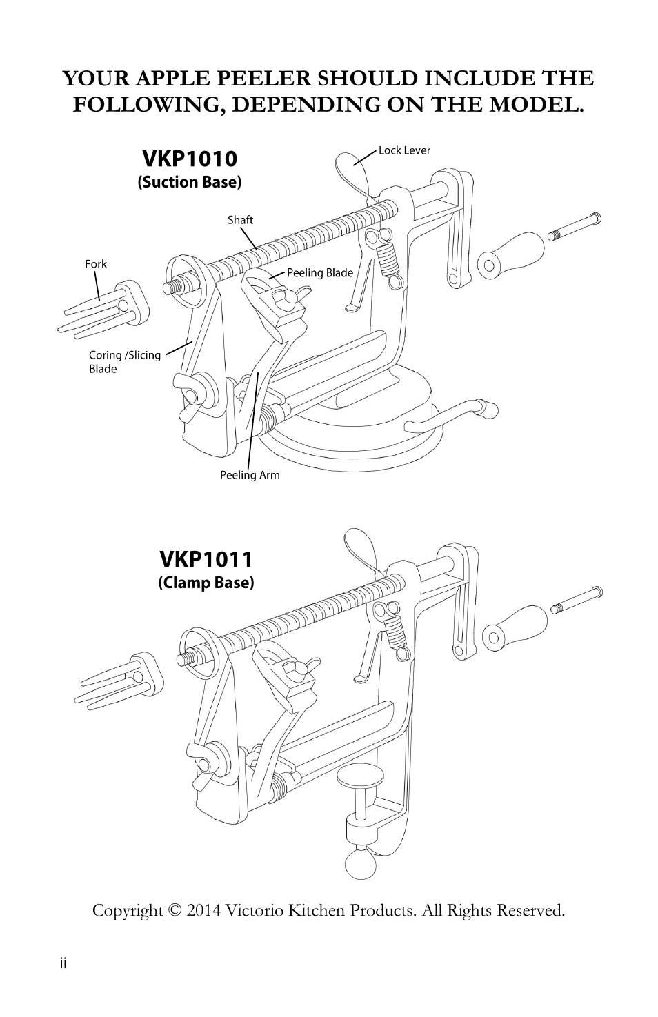 Victorio VKP1011 Apple Peeler User Manual | Page 2 / 12