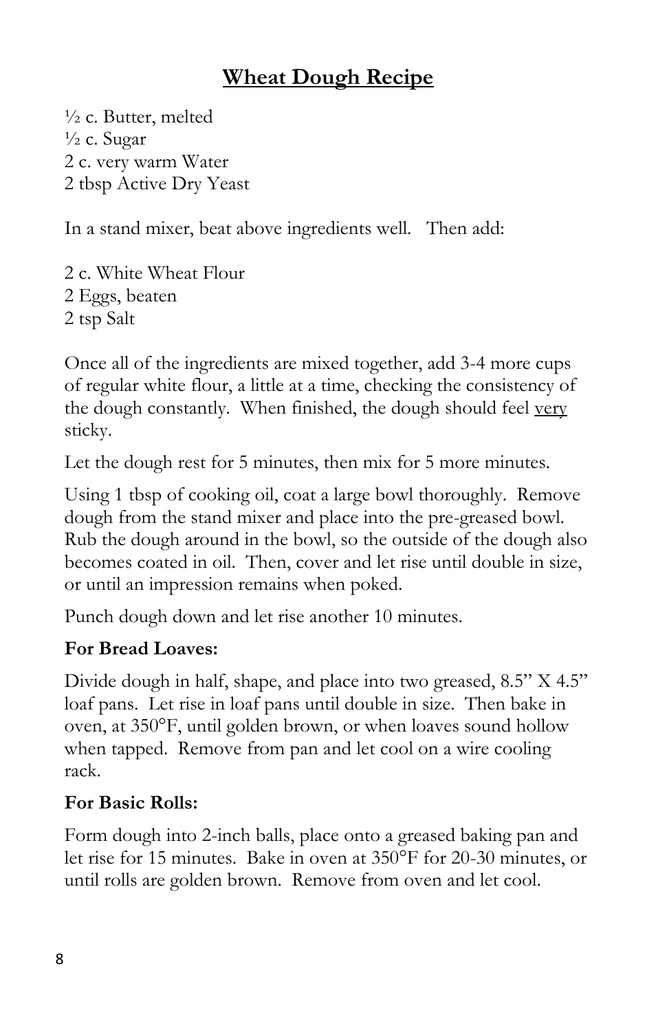 Wheat dough recipe | Victorio VKP1012 Grain Mill User Manual | Page 10 / 12