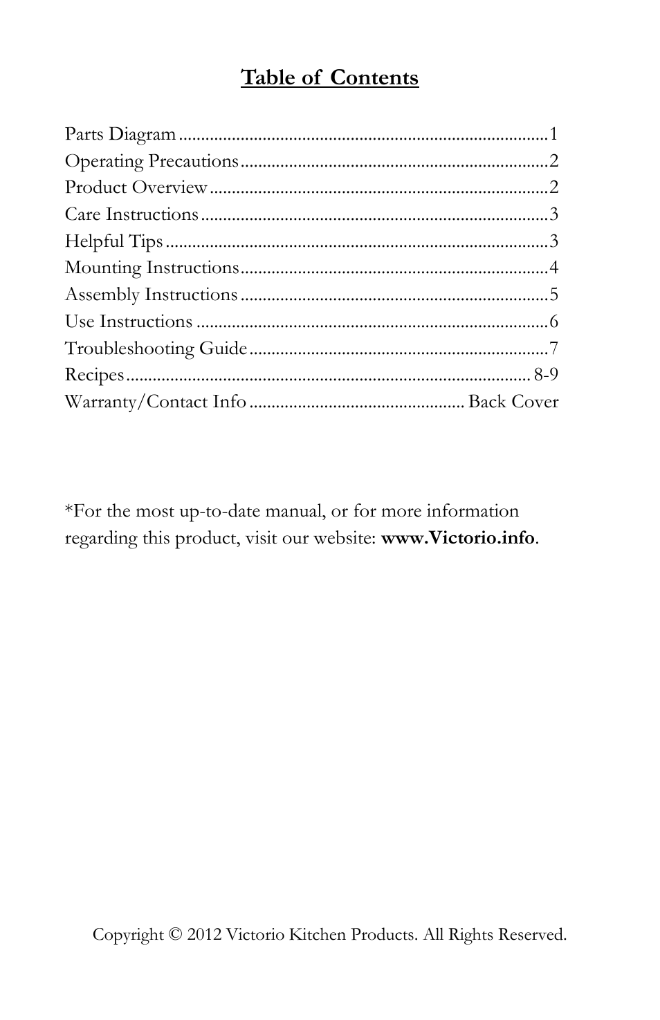 Victorio VKP1012 Grain Mill User Manual | Page 2 / 12