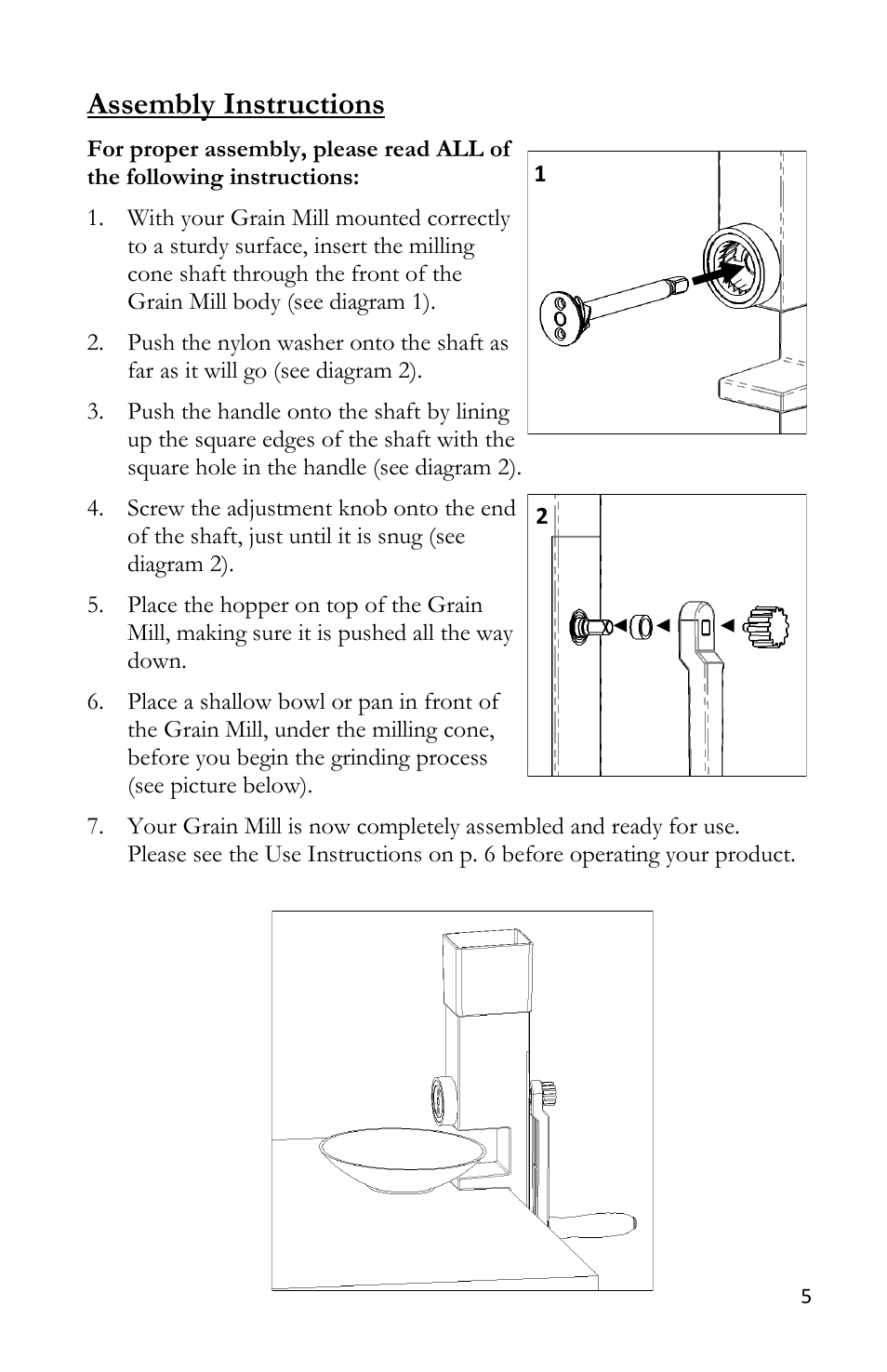 Assembly instructions | Victorio VKP1012 Grain Mill User Manual | Page 7 / 12